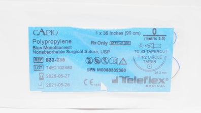 Teleflex 833-235 Polypropylene 0 Blue Monofilament TC 43 Tapercut